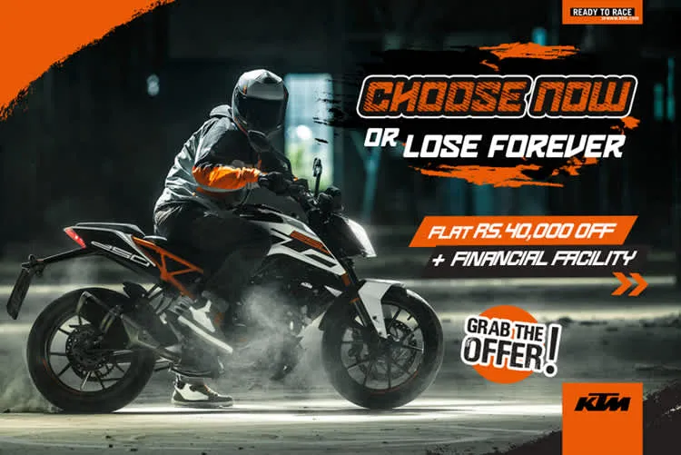 KTM Duke 250 receives Rs. 40,000/- cash discount along with exciting financing options
