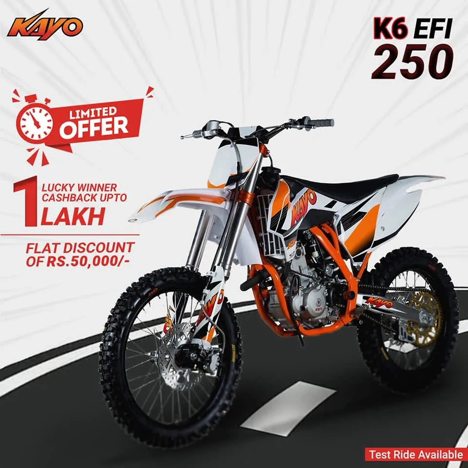 Kayo Moto announces Rs.50, 000/- discount with exciting offers in K6 EFI dirt bike
