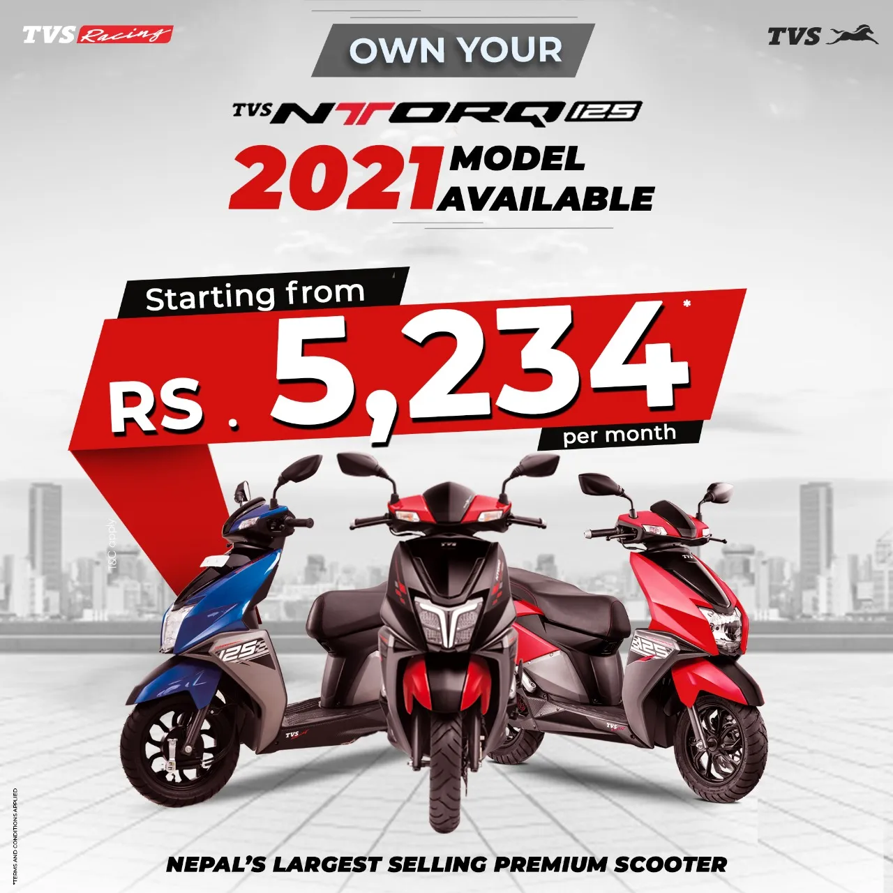 TVS NTorq 125 Finance Facilities in Nepal | Get at Rs. 5234/- monthly installment