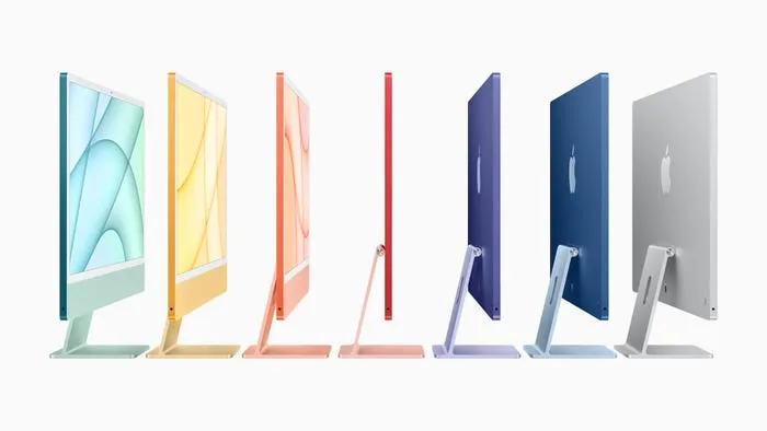 Apple's new M1 powered iMac with a sleek design and bright colors