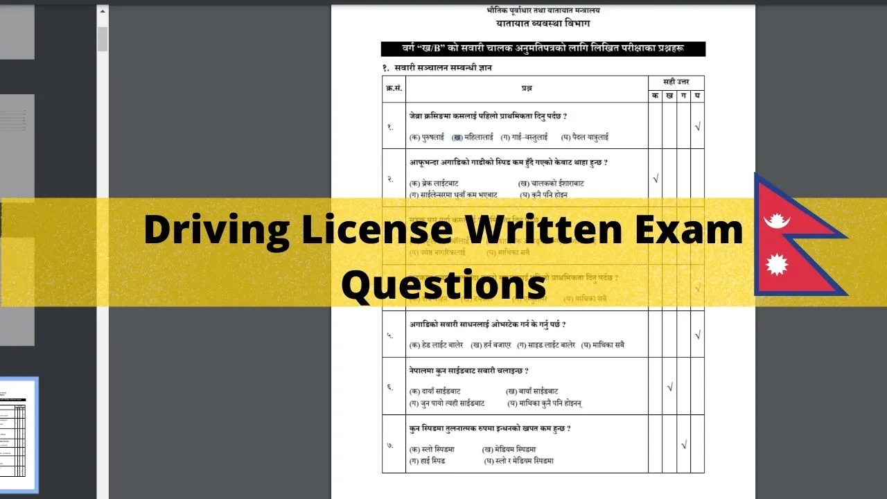 Driving License Written Exam 500 Questions and Answers Collection | DOTM Nepal