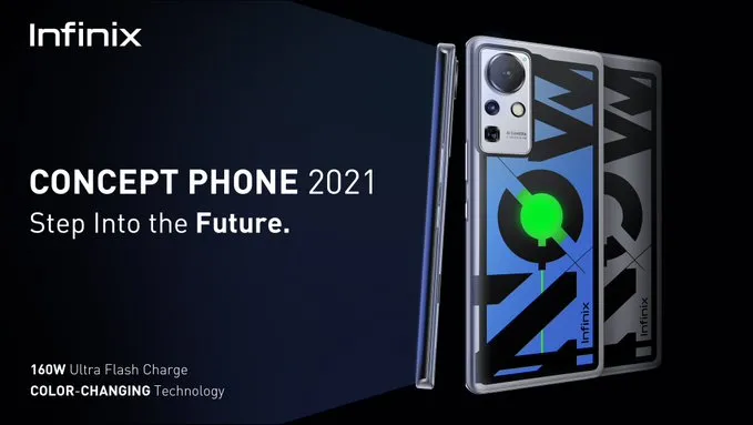 Infinix Concept Phone 2021 supports 160-watt fast charging and color-changing panel