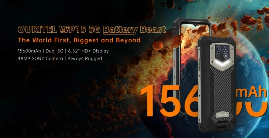 This 5G Rugged smartphone has a massive 15,600mAh battery | Oukitel WP15 5G