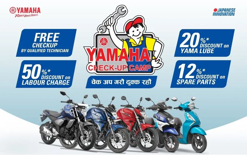 Yamaha Free Check Up Camp with special discounts on spare parts and servicing