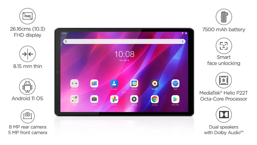 Lenovo Tab K10 with Helio P22T SoC and 7500mAh battery launched | Price, Specifications, and Availability
