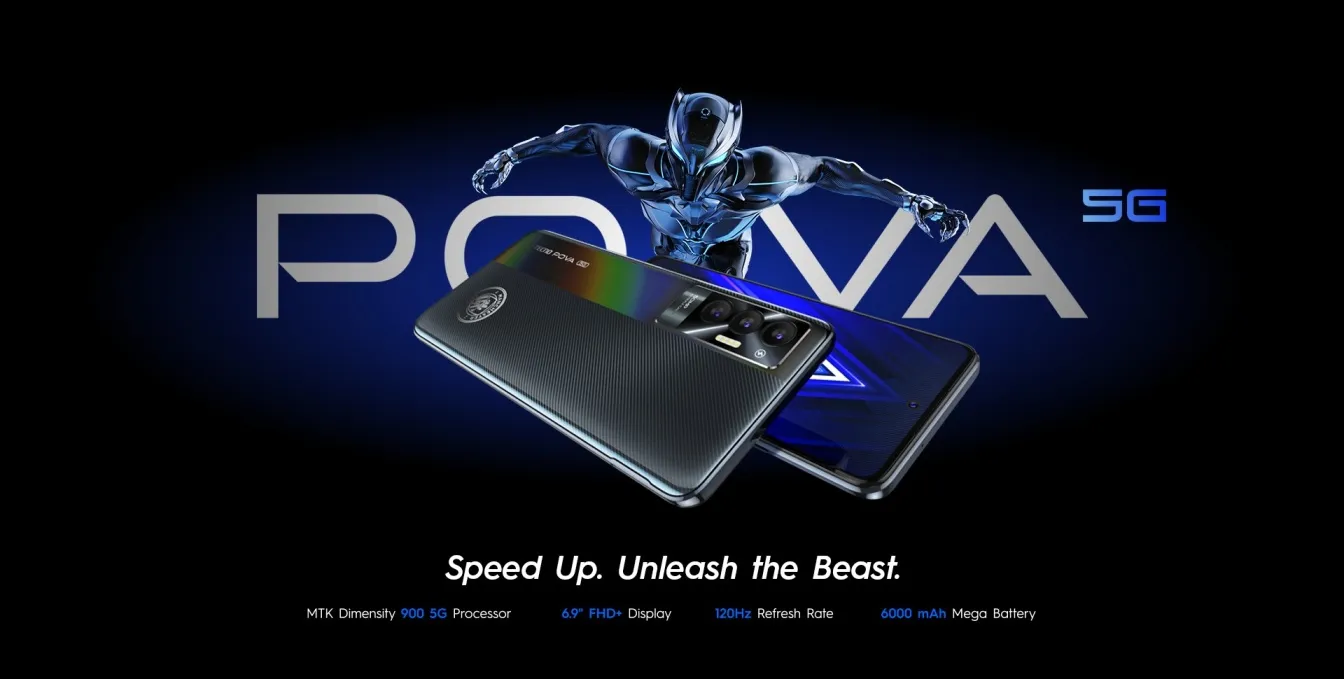 Tecno Pova 5G is the company’s first 5G smartphone | Comes with Dimensity 900 SoC and 6000mAh battery