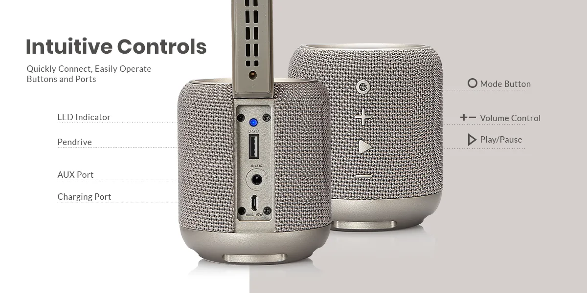 Portronics SoundDrum P Bluetooth Speaker|4000mAh battery|20W Output