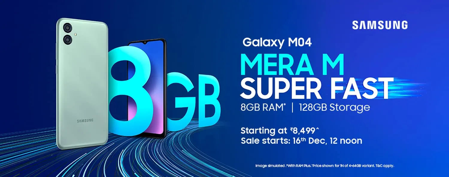 Samsung Galaxy M04 at INR 8,499 Launched in India: Features a 5000mAh Battery and Android 12 OS