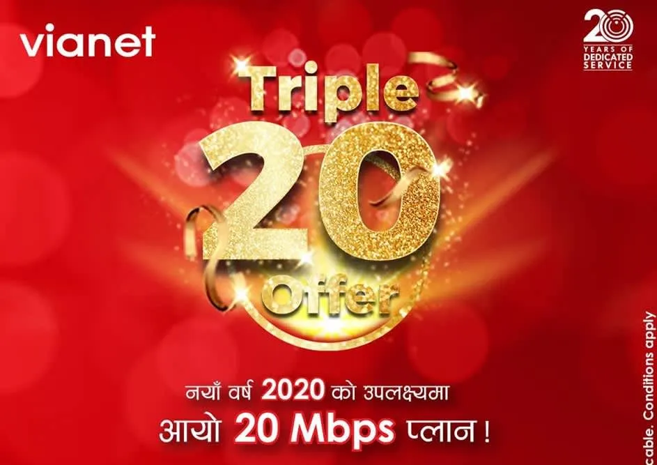 Vianet brings “Triple 20 Offer” amongst its customers as the ISP enters its 20th year of service
