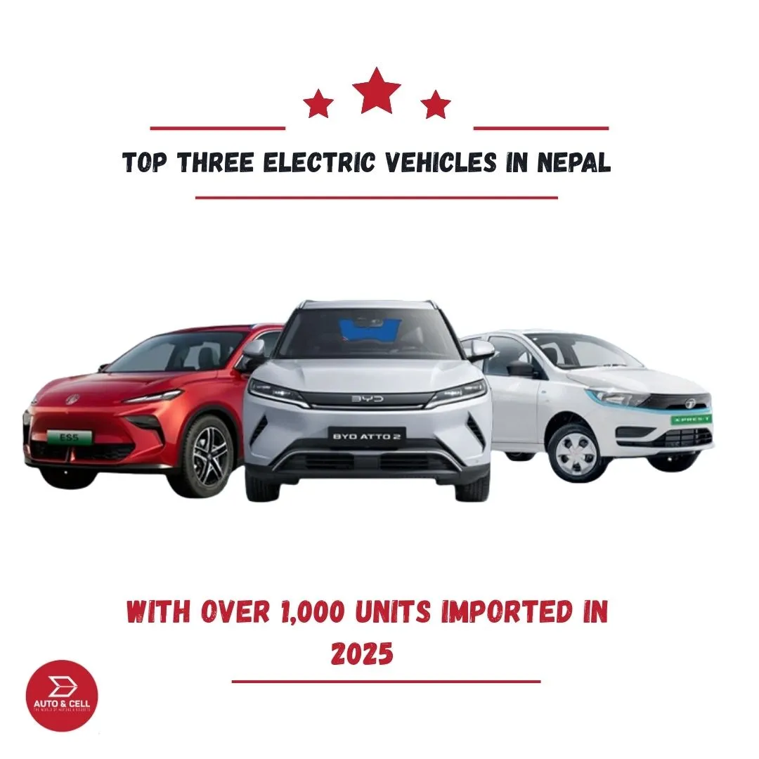 Top Three Electric Vehicles With Over 1,000 Units Imported to Nepal in 2025
